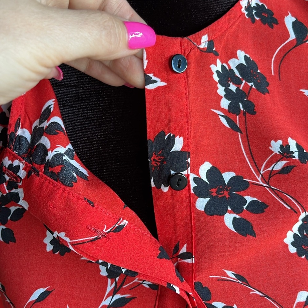 ZARA Angel Midi Maxi Red Black Floral Smock Flared Tiered Dress - Picture 13 of 13